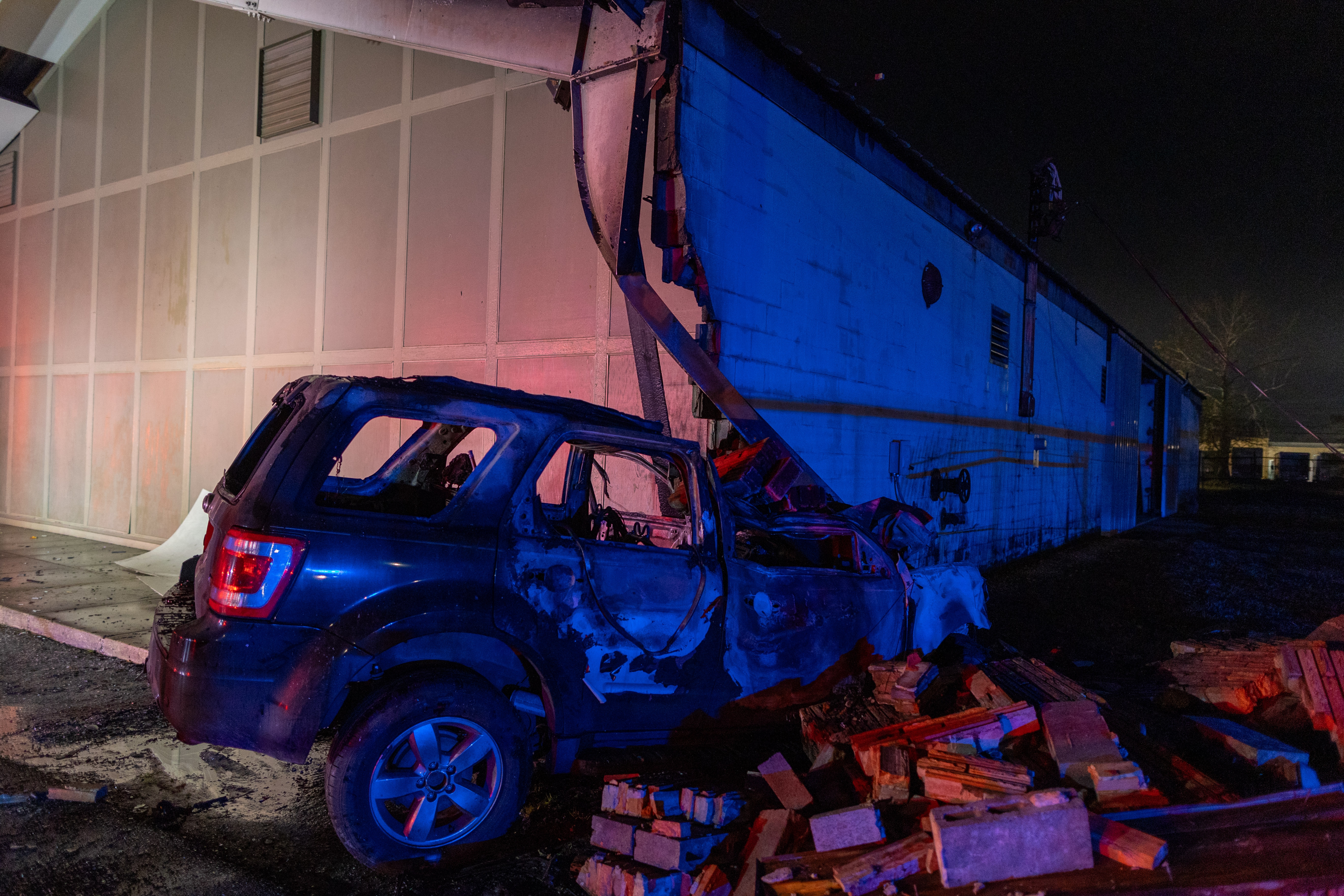 Vehicle fire aftermath
