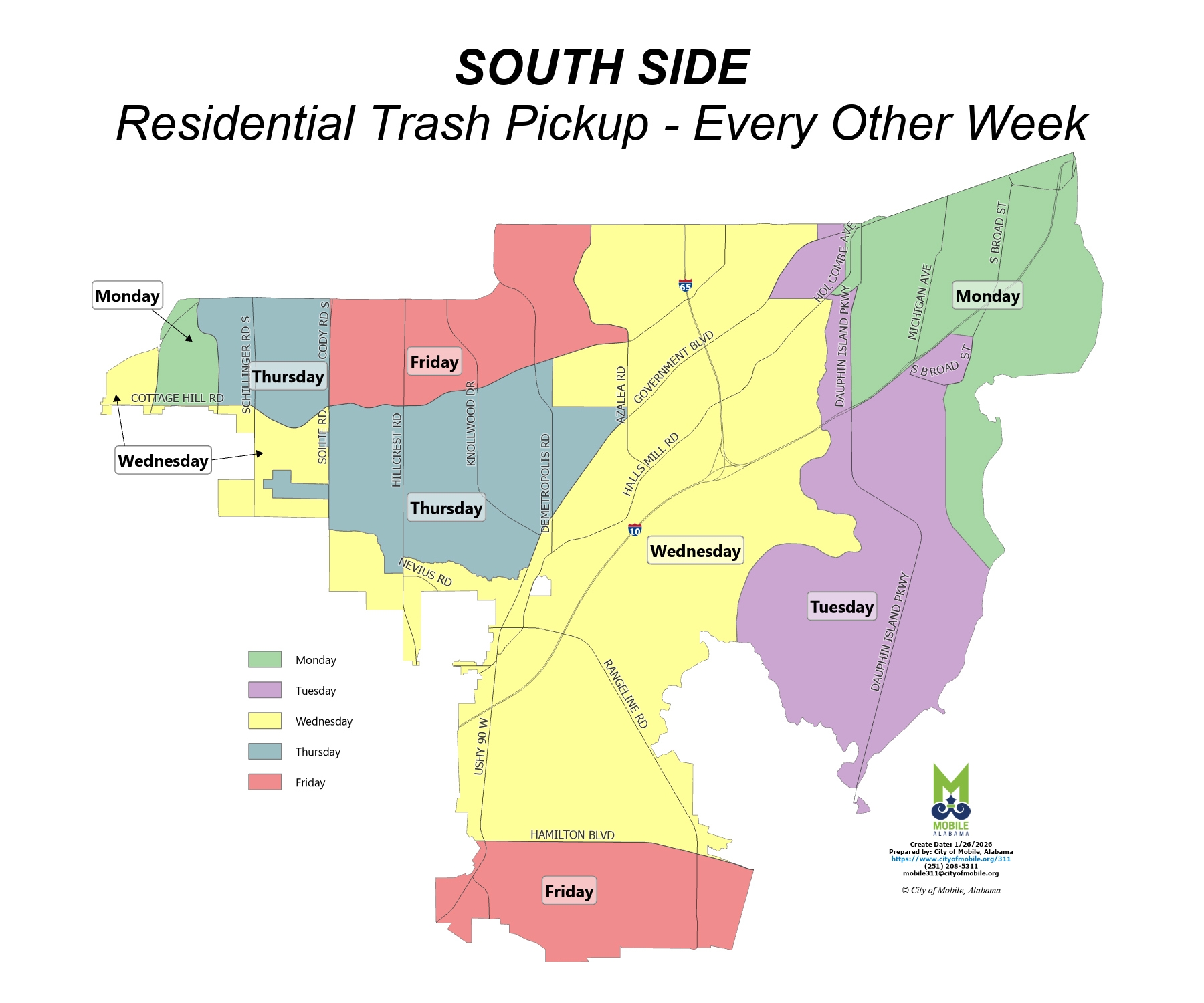 trash collection map, south