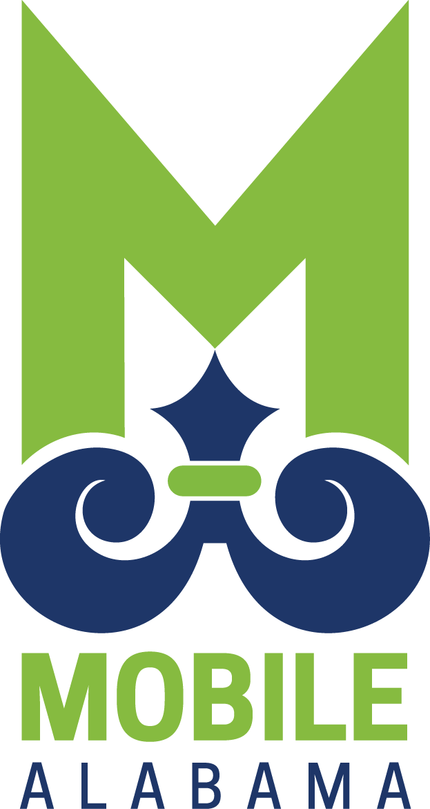 city of mobile logo green M over blue symbol